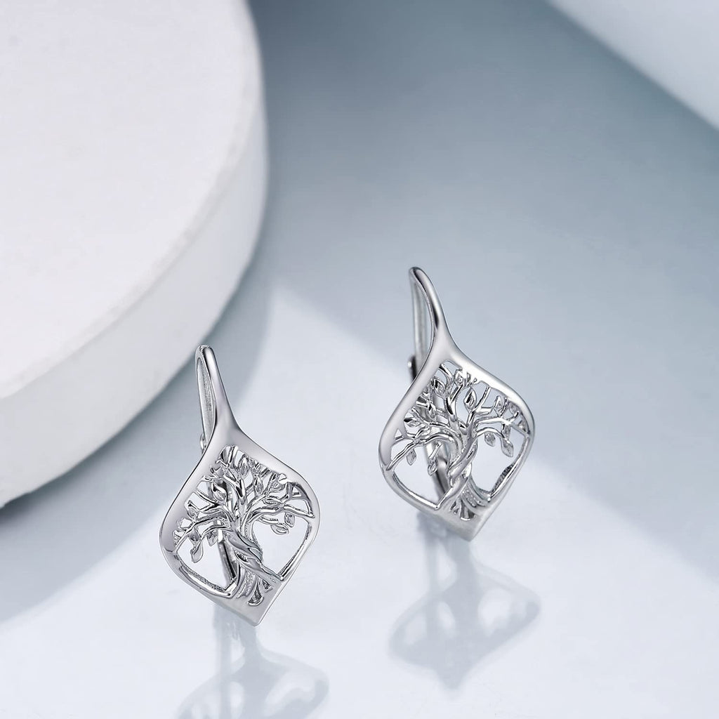WINNICACA Tree of Life Earings for Women Sterling Silver Tree of Life Leverback Earrings Jewelry Gifts for Women Birthday Christmas Xmas