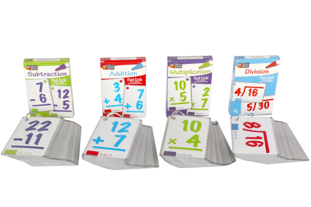 Regal Games Math Flash Cards for Multiplication, Division, Addition and Subtraction - 1st, 2nd, 3rd Grade Math & More - Flash Cards w/ 4 Binder Rings for Kids (208 Cards - 4 Packs)