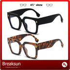 Breaksun Fashion Oversized Blue Light Blocking Glasses for Women Men Trendy Big Square Frame Computer Eyeglasses (Black+Tortoise)