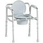Soundfuse 3 in 1 Bedside Commode Chair, Sturdy Dual-Crossbar Support, 350 Lbs Weight Capacity, Bedside Commode for Seniors with 7.5Qt Bucket, Portable Potty Chair for Adults, Silver