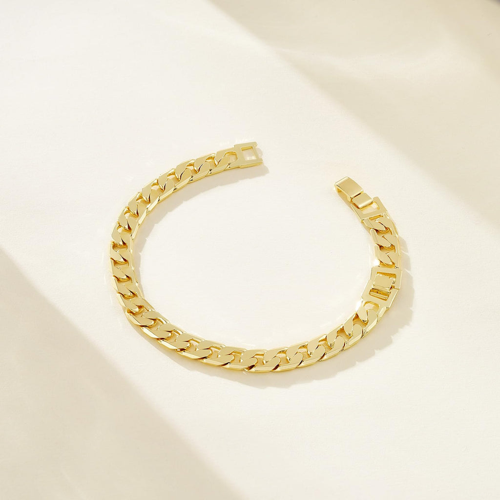 KissYan Gold Ankle Bracelets for Women, 14K Gold Plated Cuban Anklets (08G)