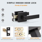 KNOBWELL 6 Pack Entry Door Leverset Matte Black, Exterior Door Handles for Front/Gate Doors, Right/Left Door Handles with Key and Lock(Not Same Key)
