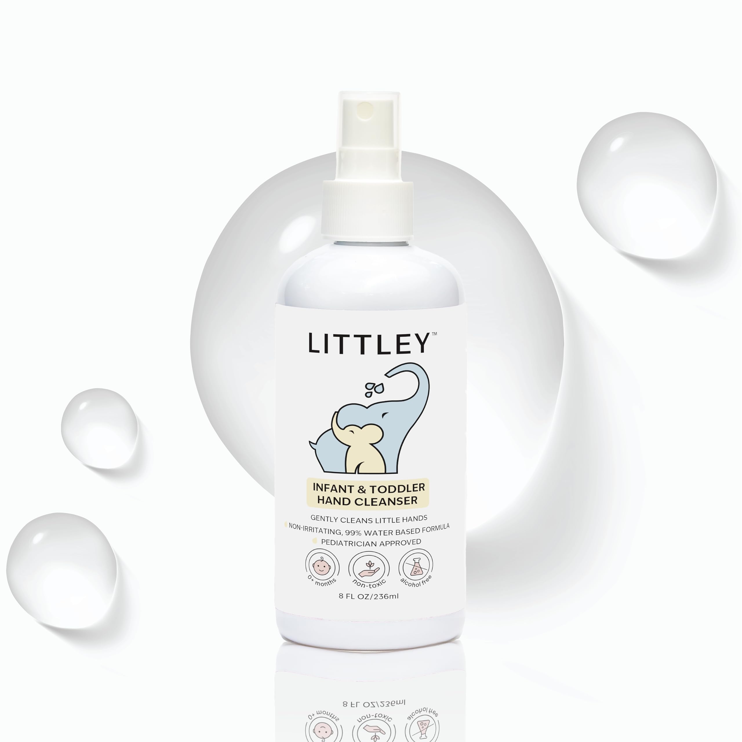 Think Smarter Products Littley Infant & Toddler Hand Cleanser with Hypochlorous Acid, Gently Cleans Dirt & Germs, Non-Toxic & Alcohol-Free, Safe for Sensitive Skin, 8oz Spray Bottle