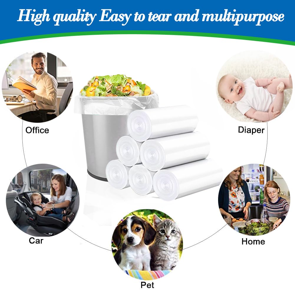 5 Gallon 80pcs (Fit 4.5-5.3 Gal) Small Clear Trash Bags Strong Garbage Bags, 18-20 Liter Bathroom Trash Can Bin Liners, Unscented Plastic Bags for Office, Waste Basket Liner, 4.5,5Gal-Clear