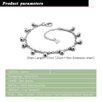 Delicate Women 925 Sterling Silver Ankle Bracelets Cute Bell Chain Beach Anklet Bracelet Boho Adjustable Size Jewelry Gift for her (Anklet, Adjustable Size)