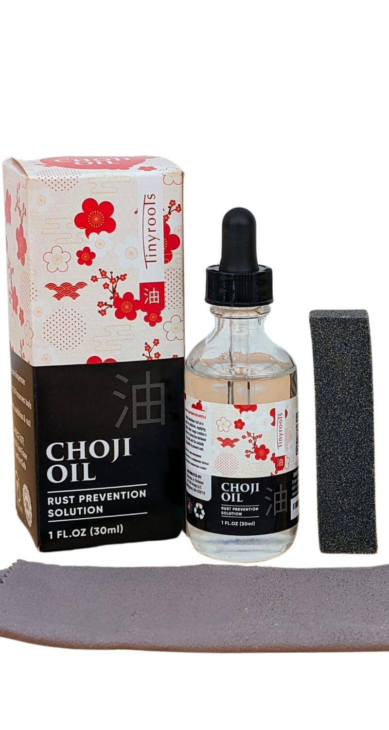 Tinyroots Choji Oil Tool Cleaning Kit, Simply Wipe the Knife Oil on to Restore Your Sword, Knives, Bonsai Tools, Includes Rust Eraser and Lint Free Cloth