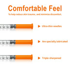 Jeringas, 1mL 31G 1/2" (12.7mm) jeringas con agujas para inyectar, Empaque Individual | Individually Wrapped, 100 Pack