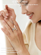 Custom4U Personalized Mothers Ring 3 Birthstones Rings for Women Custom