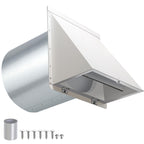JYINCPED 10 Inch Hooded Wall Vent with Screen and Damper,Galvanized Steel Exterior Wall Exhaust Vent Cover Cap for Kitchen Range Hood Duct Ventilation Outside Air Exhaust Applications,White