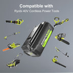 1 Pack 6000mAh High Capacity Replacement for Ryobi 40V Battery 6.0Ah Compatible with Ryobi 40 Volt Lithium Battery OP4026 OP40601 OP4050A OP4040 OP4030 OP4050 Compatible with 40V Cordless Tool(Green)