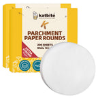 Katbite 10 Inch Parchment Paper Rounds, 400Pcs Round Parchment Paper for Cake Baking, Air Fryer Liners, Freezing, Tortilla Press(2 Pack of 200Pcs)