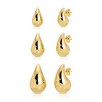 3Pair Gold Teardrop Earrings Set Dupes for Women Thick Gold Plated Chunky Hoop Water Drop Earring for Women Hypoallergenic
