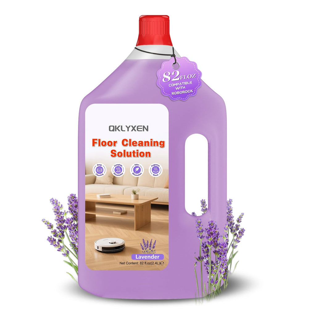 QKLYXEN Floor Cleaning Solution Compatible with Roborock – 82 FL OZ Lavender Floor Cleaner – Rich, Long-lasting Fragrance, – For All Robot Vacuums with Mopping & Cordless Wet/Dry Vacuum Mop Cleaner