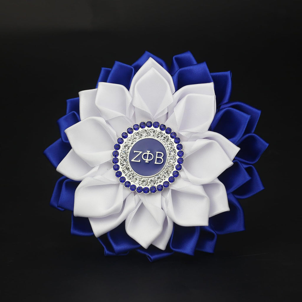 Rhinestone Z Brooch Pin for Women Greek Sorority Gift 1920 Z Gift Sisterhood Paraphernalia Jewelry for Finer Women (Satin 5.5" Flower Sorority Pin)