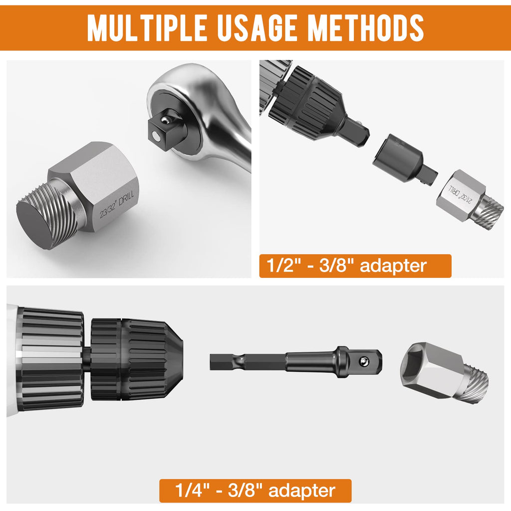 XEWEA Upgrade Screw Extractor Set, 27 PCS 3/8" Inch Drive Easy Out Bolt Extractor Set, Multi-Spline, for Removing Broken Studs, Bolts, Screws - More Convenient