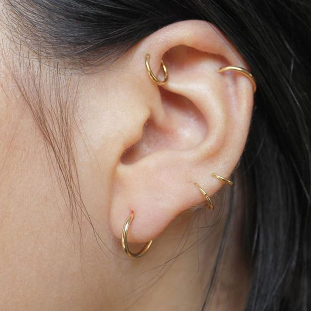 EPIRORA Silver Hoop Earrings- Cartilage Endless Small Hoop Earrings Set for Women Men, 3 Pairs of Hypoallergenic 925 Sterling Silver Tragus Earrings Nose Lip Rings (3 Pairs(8mm*3)-Gold)