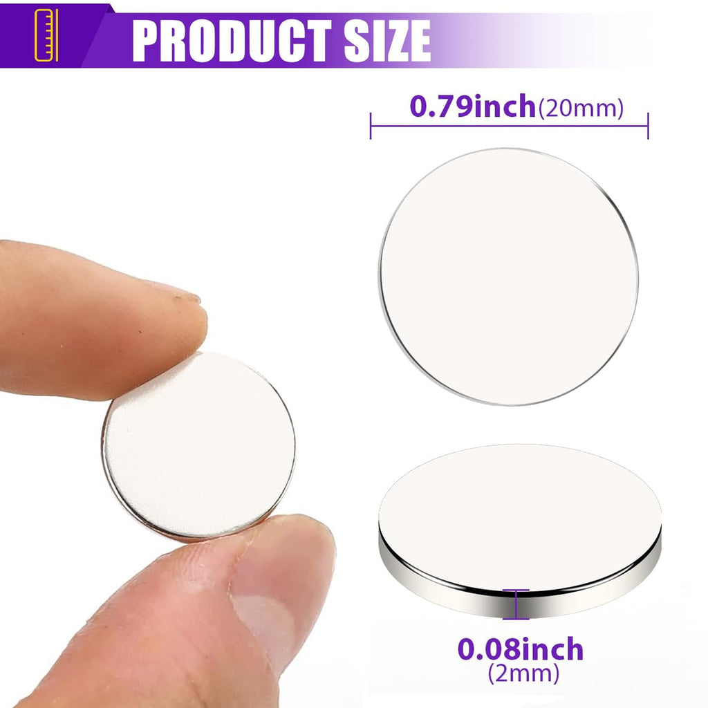 MIKEDE 6 Pack Strong Neodymium Magnets, Strong Magnet, Silver, 20 x 2mm