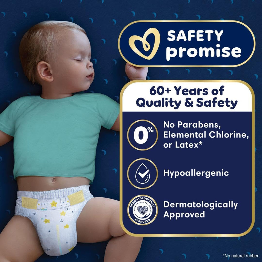 Pampers ZZZ Overnight Diapers, Size 5 (20-37 lbs), 50 Count, Nighttime Protection Disposable Baby Diaper
