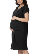 Kindred Bravely Universal Labor and Delivery Gown for Hospital | 3 in 1 Labor & Delivery, Postpartum Nursing Pajamas, Hospital Gowns for Women (Black, S-M-L)