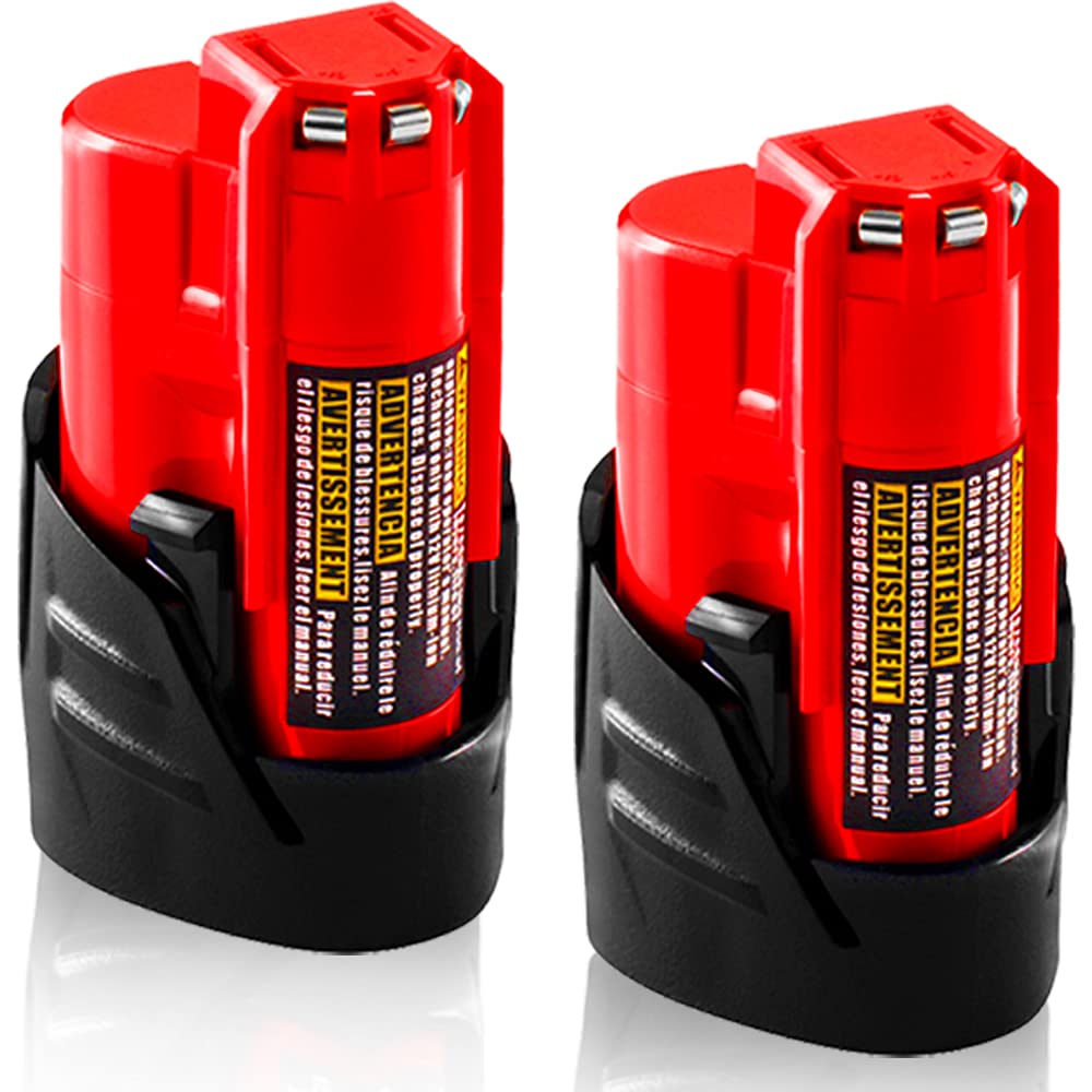 【UPGRADE!】2 Pack 3.0Ah Replacement for Milwaukee M12 12V Lithium Ion Battery, Compatible with Milwaukee 12V Tools / Heated Jacket 48-11-2420 48-11-2440 48-11-2402 48-11-2411 Cordless Power Tools
