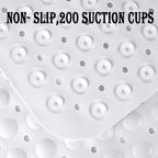 YINENN Bath and Shower Safety Mats 40x16 inch, Non Slip with Suction Cups for Bathroom Stall and Tub Floor, Extra Large and Machine Washable, Drain Holes Keep Bathtub Clean, White