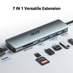 Acer USB C Hub, 7 in 1 Multi-Port Adapter for Laptop/Mac Type C Devices