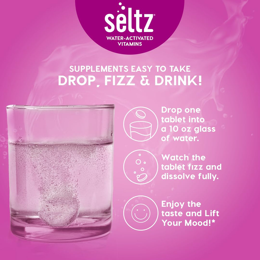 Seltz Mood Support Drink Tablets, Effervescent L-Tryptophan with B Vitamins