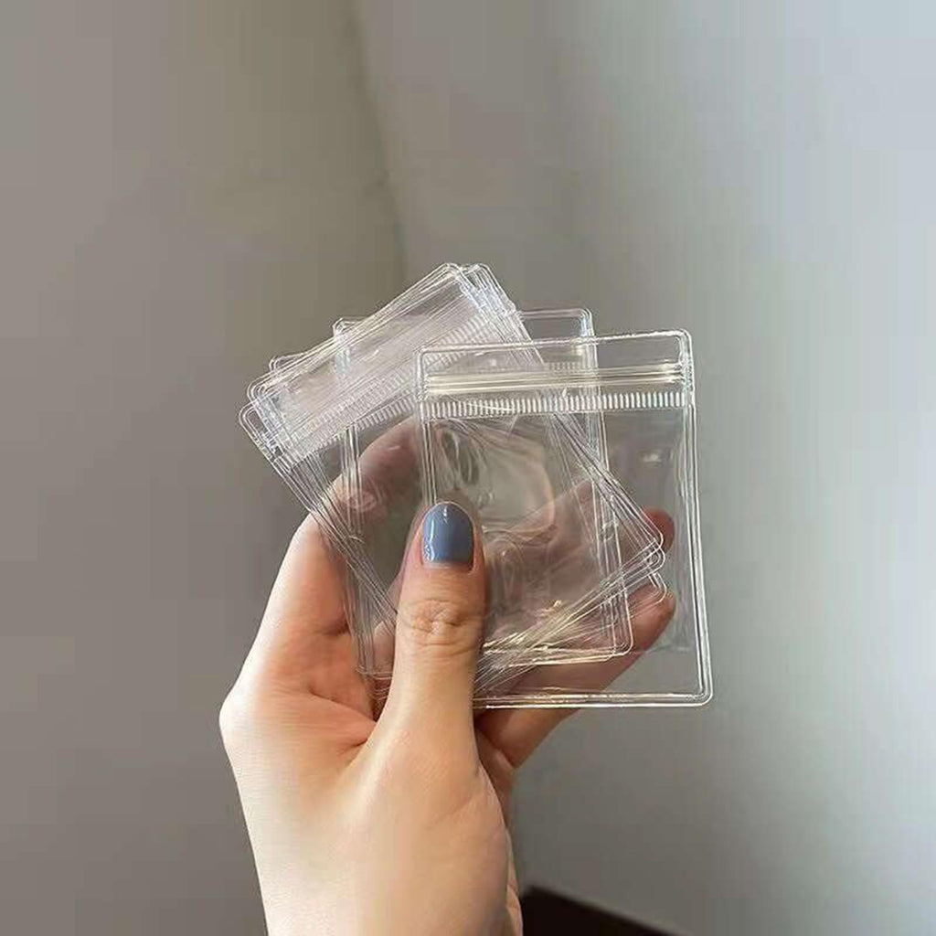 Small Plastic Bags, 100 Pcs Mini Baggies, Clear Plastic Jewelry Thick Self Sealing PVC Bags, Resealable Poly Baggies for Pill, Beads, Screws, Packaging (3.9x5.9"）