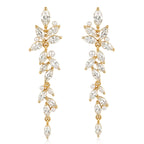 SWEETV Marquise Cubic Zirconia Dangle Earrings for Women, Crystal Wedding Bridal Drop Earrings for Brides Bridesmaids, 18K Gold Plated Chandelier Earrings for Anniversary Prom Jewelry Gift, Style01
