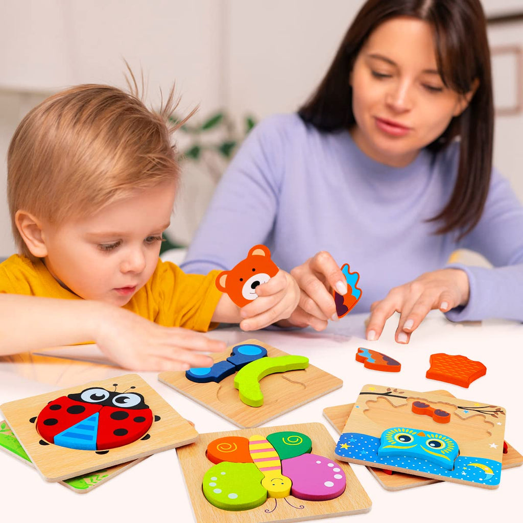 Wooden Toddler Puzzles Montessori Toys: Gifts for 1 2 3 Year Old Boys Girls