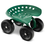 Goplus Garden Cart with Wheels, Utility Stool Cart w/Adjustable 360 Degree Swivel Seat, Outdoor Lawn Yard Rolling Work Seat, Garden Scooter for Planting (Green)