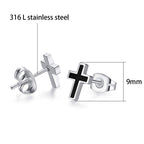 REVEMCN 3-Pair Cross Earrings for Men & Women, Stainless Steel & 925 Silver