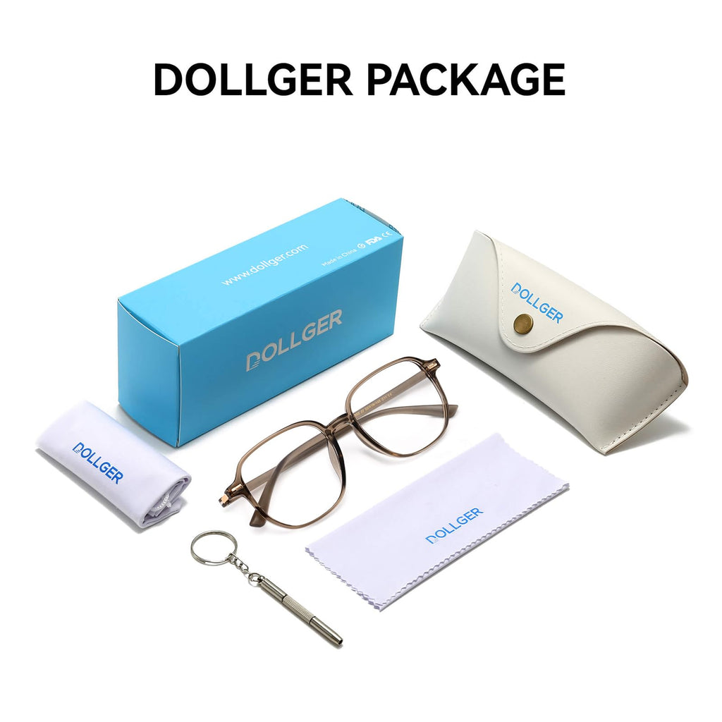 Dollger Blue Light Glasses for Women Oversized Anti BlueLight Blocking Cute Trendy Big Brown Frames Computer Screen Eyeglasses