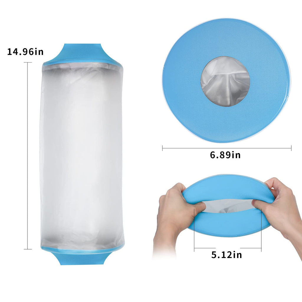 SUPERNIGHT Waterproof Knee Cast Cover for Shower, Adult PICC Line Covers for Knee, Watertight Reusable Cast Protector for Leg Surgeries Wound Bandage Black (Adult knee Blue)