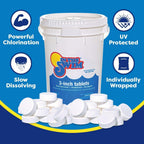 In The Swim Chlorine and Shock Bundle for Sanitizing Swimming Pools – Includes 50 Pound Bucket of 3 Inch Stabilized Chlorine Tablets and 24 x 1 Pound Bags of 68% Cal-Hypo Pool Shock