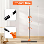 Heavy Duty Floor Squeegee for Concrete Tile Cleaning, 24" Rubber Wiper Squeegee Broom with Long Handle, Commercial Scrubber Mop for Garage Deck Bathroom Kitchen Pool Glass