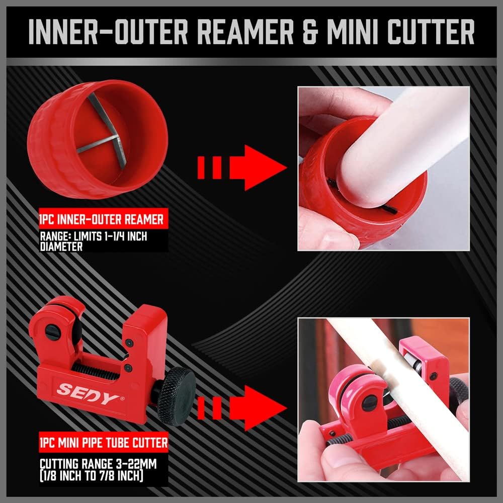 Ultimate Tube Cutter Set - Heavy Duty Pipe Cutter 3/16"-2" OD, Mini Tube Cutter 1/8"-7/8", Deburring Tool - for Copper, Aluminum, PVC Pipes - High-Quality Cutting & Deburring Tools for Professionals