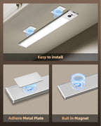 EZVALO 4-Pack Under Cabinet Lights, 2400mAh Rechargeable Motion Sensor Light Indoor, Wireless Closet Lights, with 3 Color Temps, Dimmable, Magnetic, Under Counter Lights for Kitchen, Stairs (8-inch)