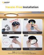Ensenior 12 Pack 6 Inch LED Recessed Ceiling Light Black, Dimmable, 2700K-5000K 5CCT, 1200LM 12W 120V, High Brightness Canless Wafer Downlight - ETL&FCC&IC