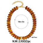 FAUTHENTICUTE Chunky Brown Beaded Necklace for Women Translucent Amber Brown Bead Choker Statement Adjustable Beach Necklace Trendy Summer Jewelry Gift