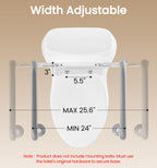 HOMLAND Toilet Safety Rail for Seniors with Adjustable Height & Width, Toilet Safety Frame with Handles, 350LB Toilet Support Rail for Handicap and Disabled, Grey