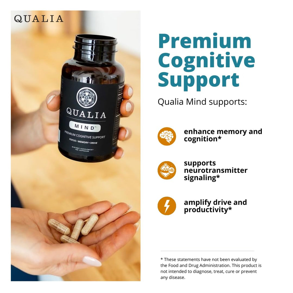 Qualia Mind — Beat Brain Fog | Doctor-Formulated Premium Brain Nourishment | Fuel Focus, Drive & Energy | 32 Ingredients Including Lion’s Mane, Smartseed™️, Cognizin™️, Ginkgo & More| 2 Week Supply*