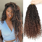 LMZIM 14 inch Goddess Locs Crochet Hair 8 Packs Boho Locs Crochet Braids,Hippie Locs Crochet Hair for Black Women Faux locs Croceht Hair Pre Looped River Locs Crochet Hair with Curly Ends 1B/30