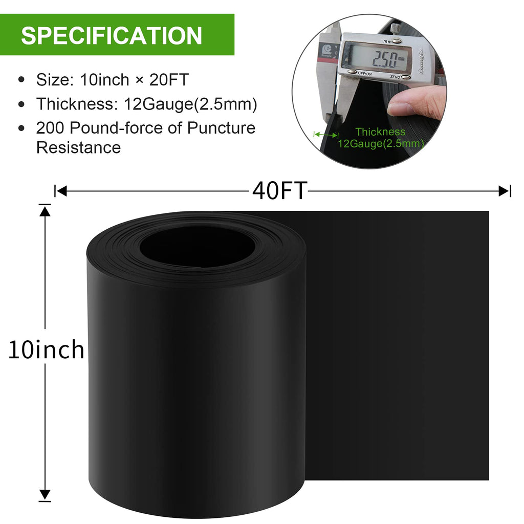 12 Gauge 40 Feet Grass Weed Barrier Landscape Edging 10 inch Depth Flexible Border Roll Lawn Landscape Garden Edging for Backyard Driveway Path Sidewalk
