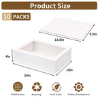Moretoes 10pcs 14x10x4in Sheet Cake Boxes with Cake Board, White Rectangle Bakery Boxes with Window, for Quarter Sheet Cakes, Donuts, Cupcakes, Brownie&Pie For Graduation
