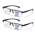 ZERPEET 2 Pack Men's Progressive Multifocal Reading Glasses,Half Rim Metal Frame TR90 Temples Blue Light Blocking Anti Eyestrain Multifocus Computer Readers,2.5x