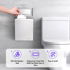 Gorlary Wall Mounted Sanitary Napkin Receptacle Tampon Holder, Silver