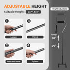 BeneCane Quad Cane Adjustable Walking Cane with Offset Soft Cushioned Handle for Men & Women Lightweight Comfortable with 4-Pronged feet for Extra Stability(Black)