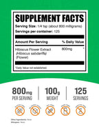 BulkSupplements.com Hibiscus Flower Extract Powder - Hibiscus Supplement, Hibiscus Extract, Herbal Supplement - Vegan & Gluten Free, 800mg per Serving, 100g (3.5 oz) (Pack of 1)