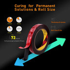 3M Double Sided Tape, Heavy Duty, 1/2” x 18Ft, 5925, Black, 2 Pack